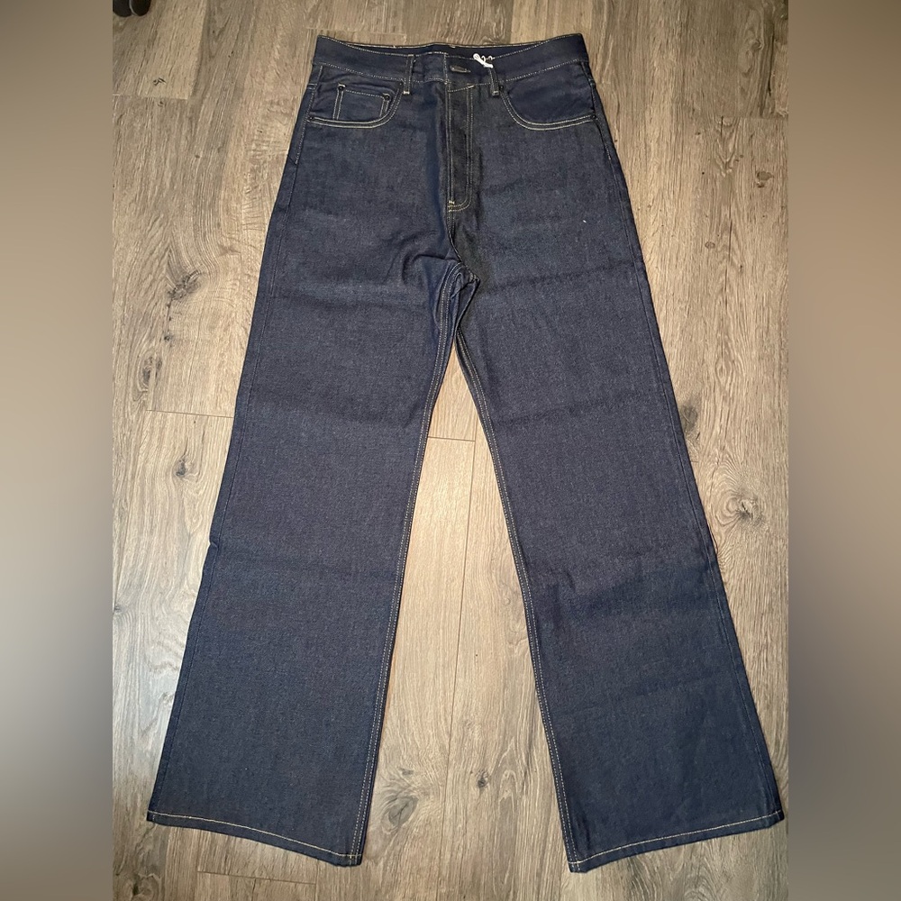 Acne Studios 2021M Men's Raw
Cotton Denim Straight Jeans Blue
Button 31x42